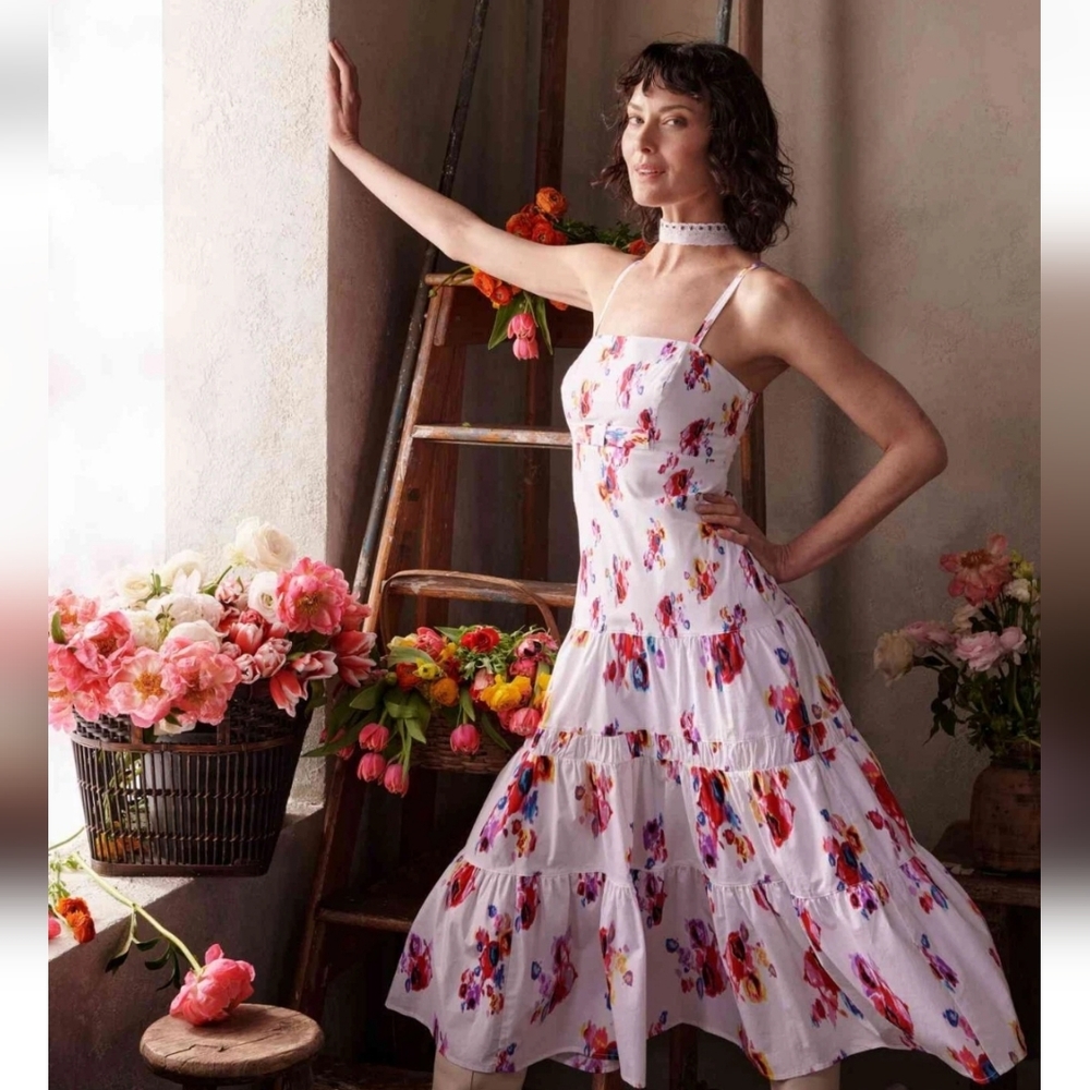 Prabal Gurung Strapless Floral Dress - White and Pink
